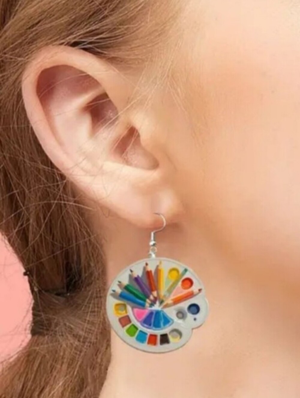 Colorful Artist Palette Drop Earrings - Multicolor For Kids And Adults